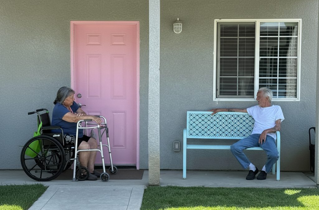 Caregivers with a resident at Helping Hands Senior Care